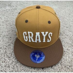 Homestead Grays Hat Ebbets Field Flannels NLB 7 Tan Brown 3D Logo Side Patch Cap